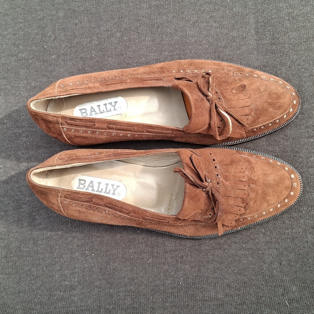 Bally Tan Suede Loafers with Bow